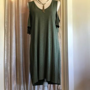 EEUC Cold shoulder olive green dress size M